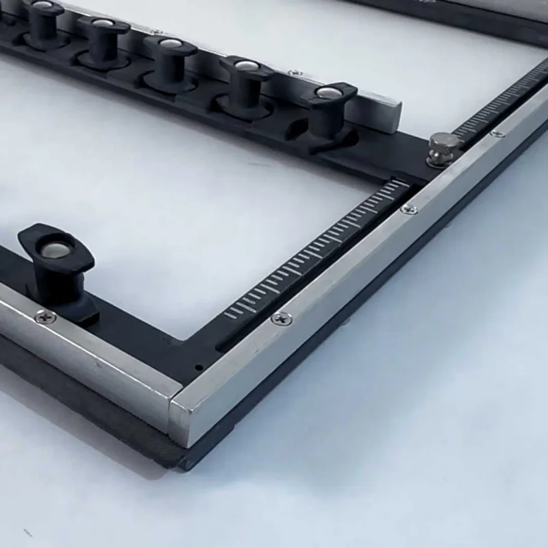Universal composite process carrier showing low profile flush edge clamps that do not obstruct stencils
