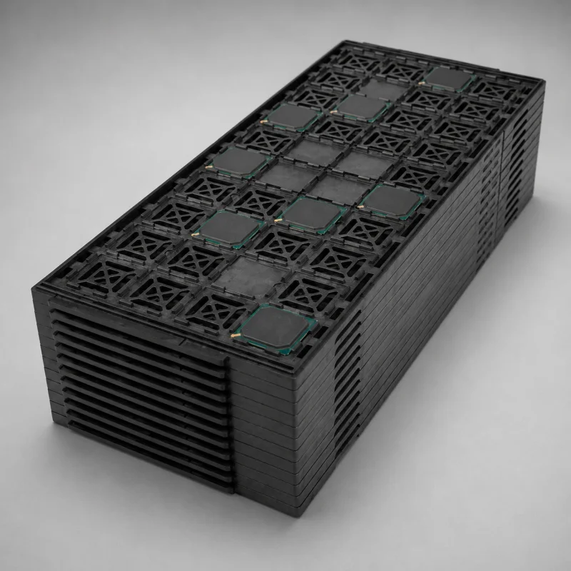 Precision SMT matrix tray displaying custom pocket layout for components